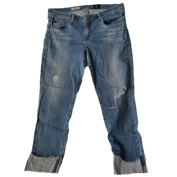 Ag Adriano Goldschmied Stevie Cuff Jeans Slim Straight Sz 32 Medium Wash - Picture 1 of 8